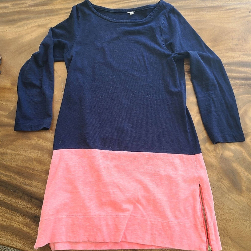 Navy and Pink Colorblock Dress J. Crew M COTTON